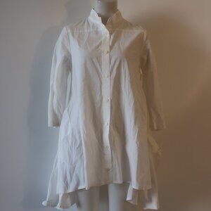Womens AVN White Button Down Long Sleeve Shirt Dress 42 EUR/US 12